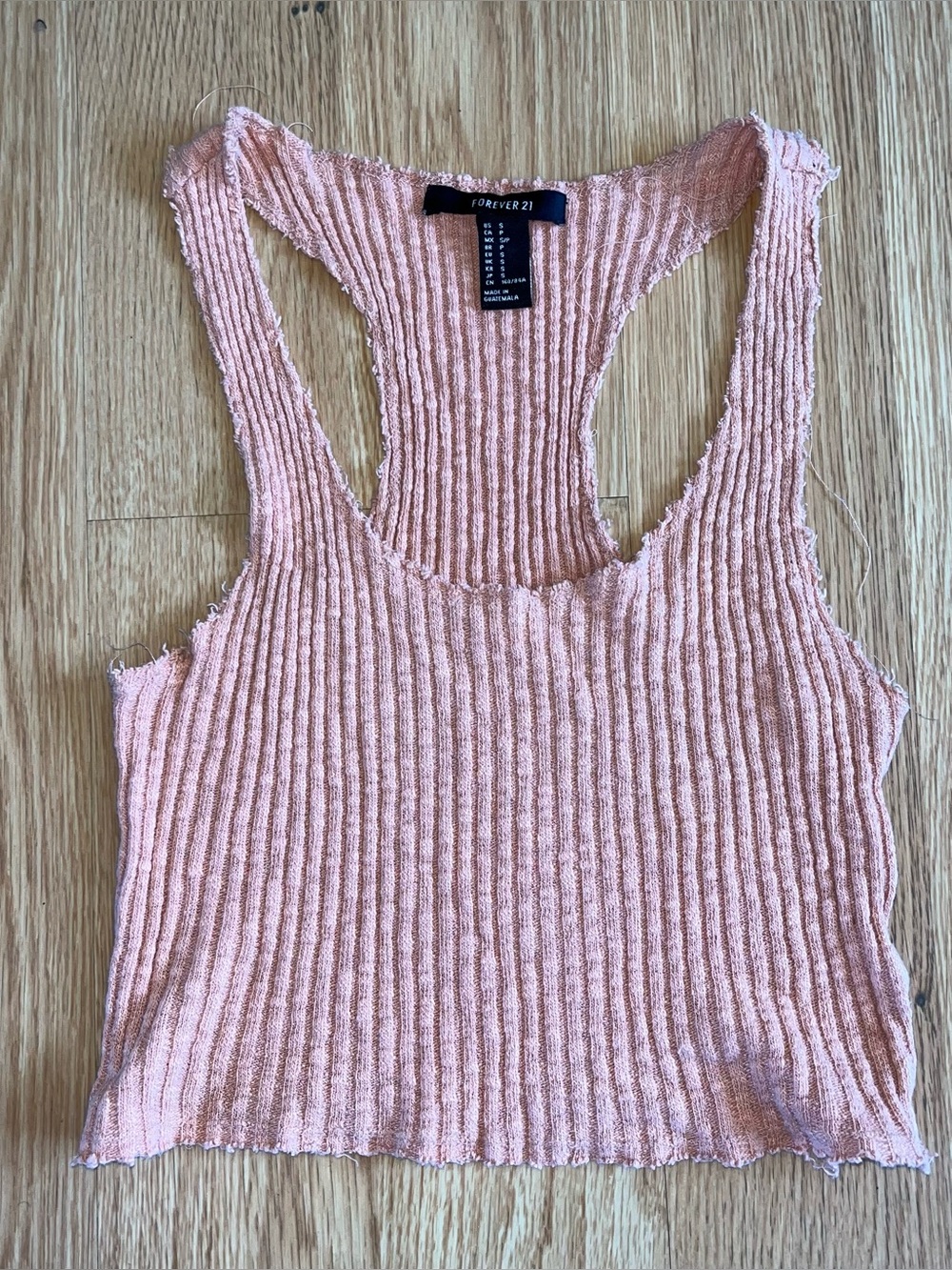 FOREVER 21 Women’s Pink Ribbed Knit Scoop Neck Racerback Tank Top Stretch S